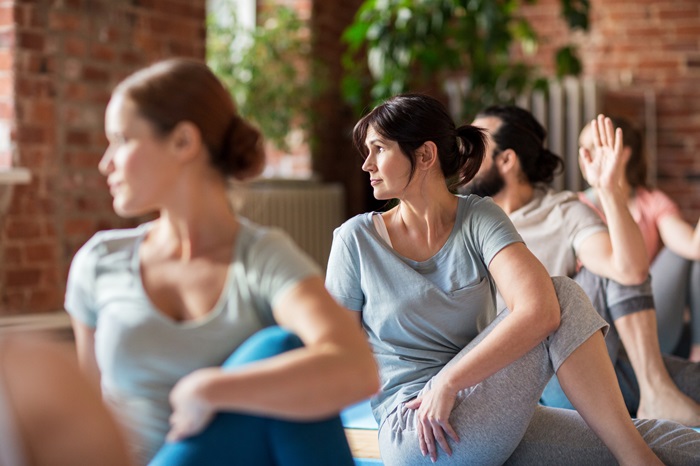 Woman in yoga class