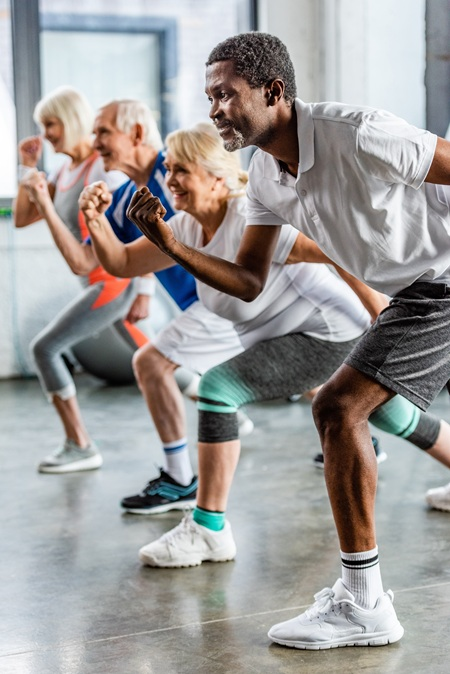 Middle age group exercise class