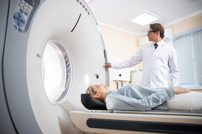 Woman getting an mri