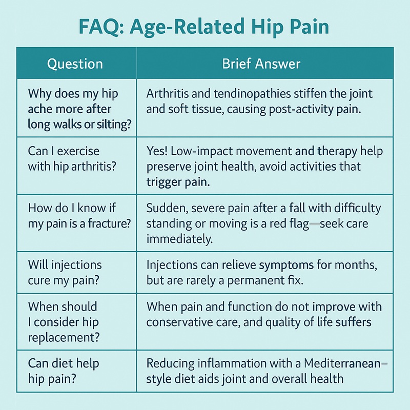 Age related hip pain FAQs
