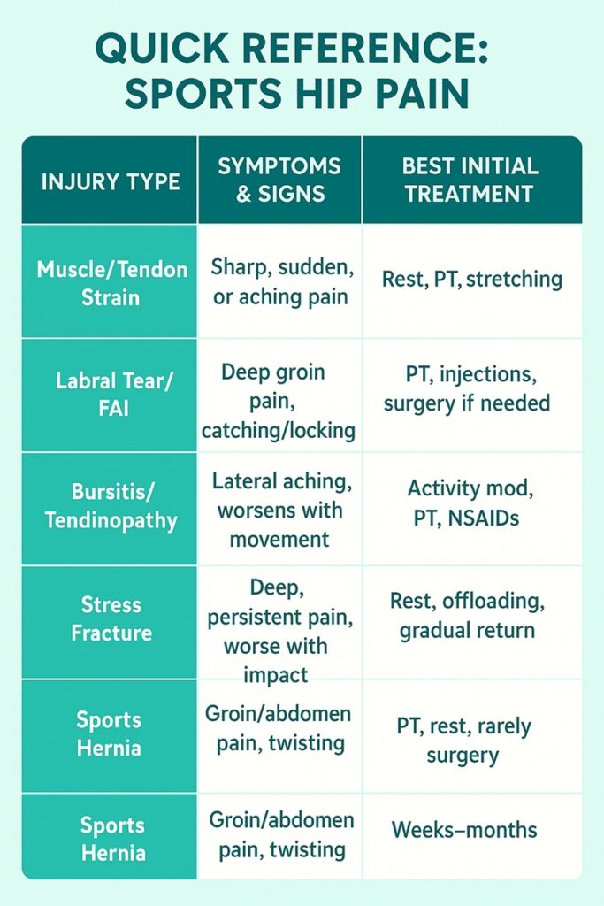 Hip pain in athletes quick reference