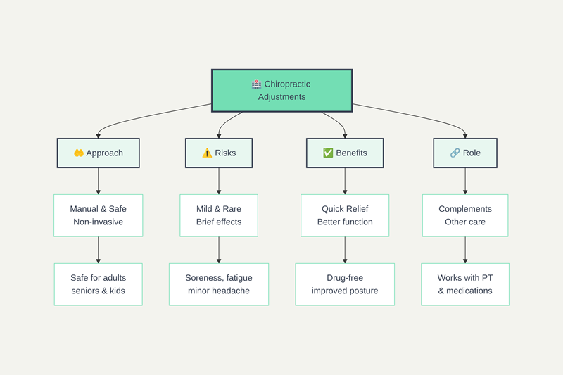 Chart showing the risks and benefits of chiropractic adjustments