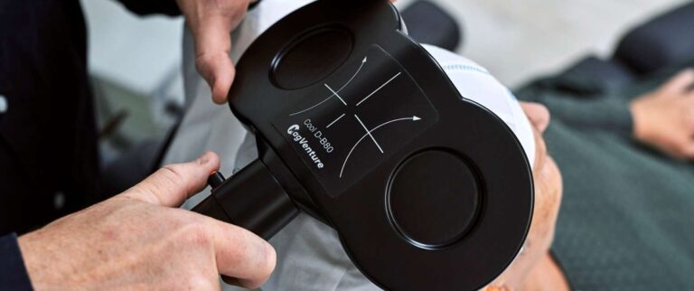 Patient undergoing TMS treatment