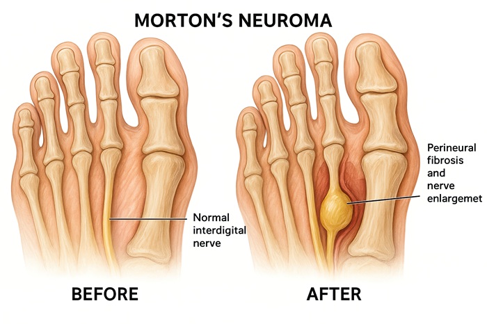 Morton's Neuroma anatomical diagram