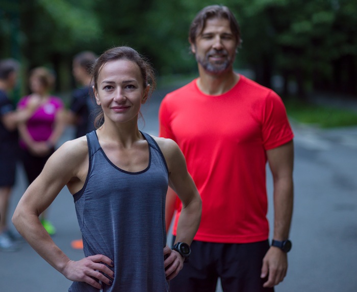 A couple after an outdoor run