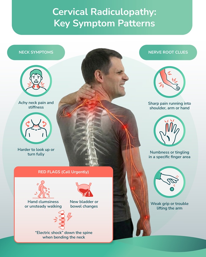 Cervical radiculopathy symptoms infographic